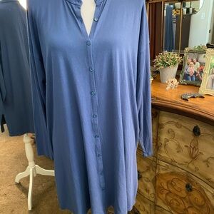 Eileen Fisher Blue Button-Up Women's Dress